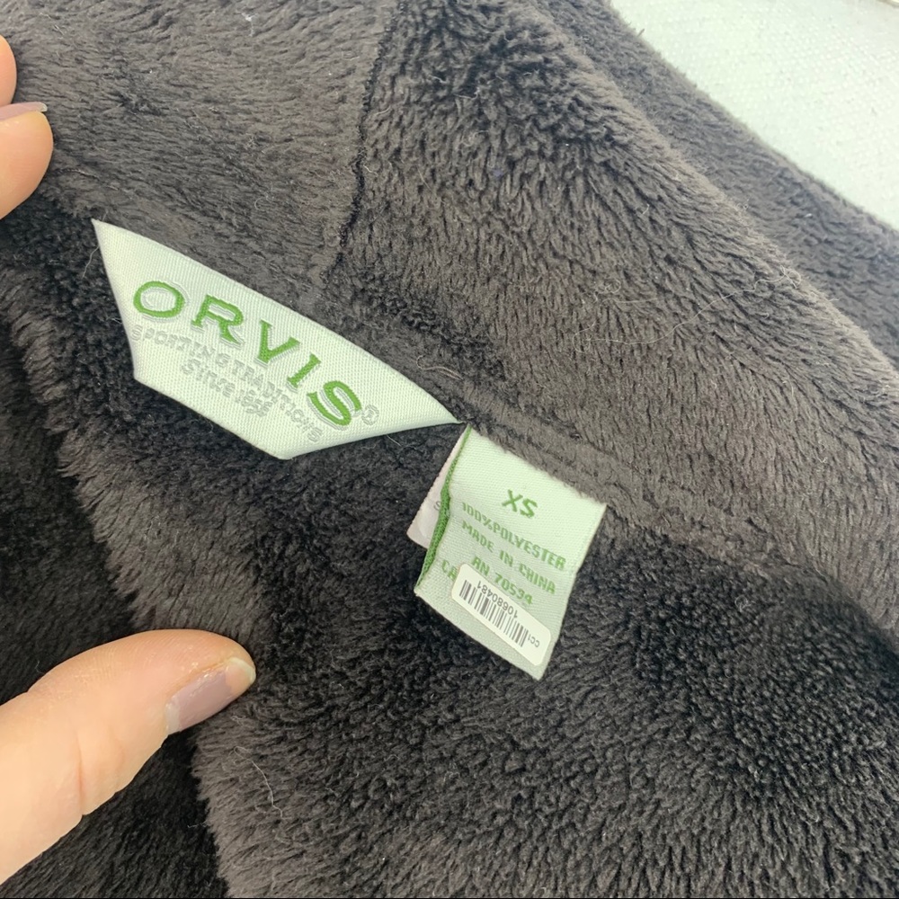 Orvis Brown Fleece Lined Fold Over Wrap Cape Coat - Picture 10 of 12